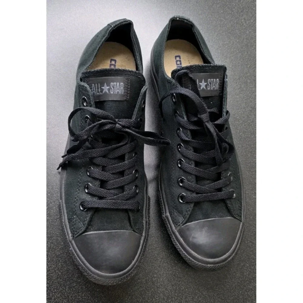 Converse Chuck Taylor All Star Low Top Black Skate Moto Grunge Shoes Men 11 Lace